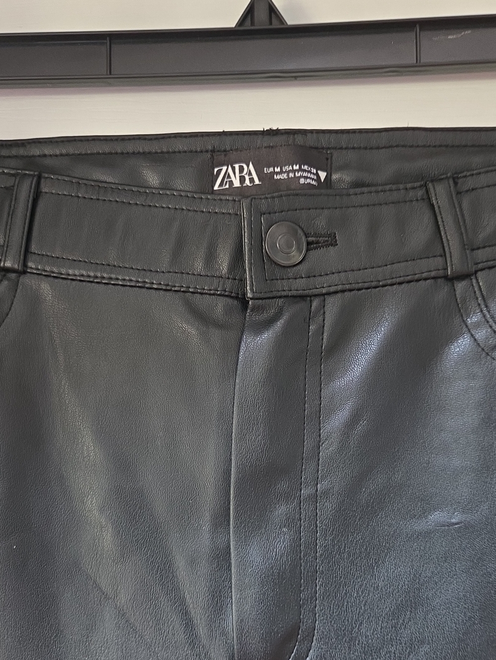 ZARA Black Slim Straight Faux Leather Jeans